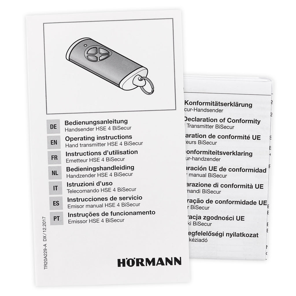Hörmann Handsender HSE 4, BiSecur, Kunststoff strukturiert schwarz