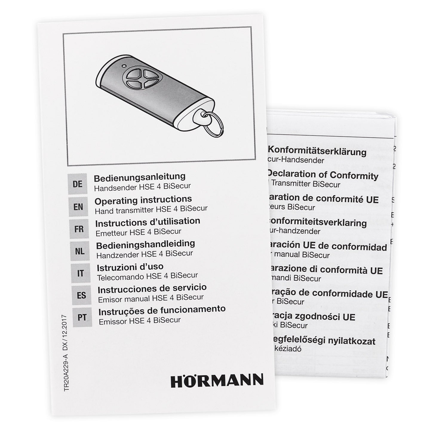Hörmann Handsender HSE 4, BiSecur, Kunststoff strukturiert schwarz